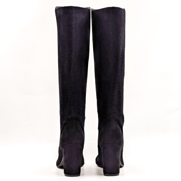 Stuart Weitzman Women Livia Black Suede Block Heel Tall Elastic Boots size 9 - Picture 3 of 11